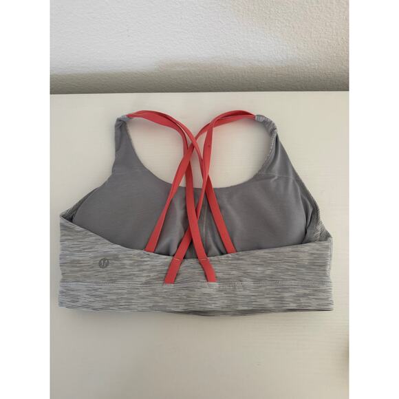 Lululemon Womens Energy Sports Bra Grey white Size 10 Workout top - Picture 2 of 6